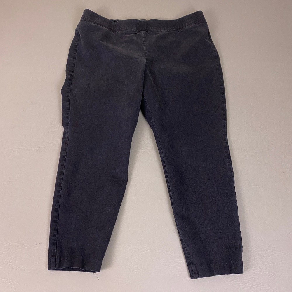 Talbots Essex Ankle Pants Womens 16P Black Pull On Stretch Cotton Blend Jegging